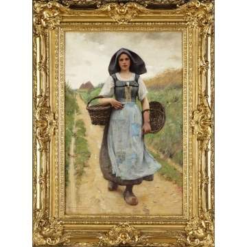 Charles Sprague Pearce (American, 1851-1914) "A Peasant Girl"