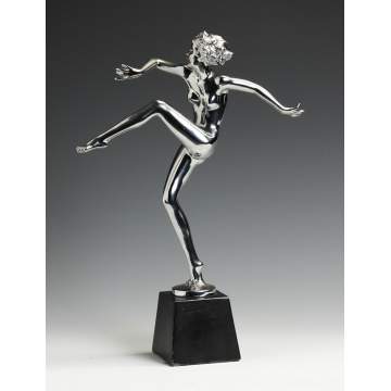 Art Deco Chrome Plated Sculpture of a Dancer