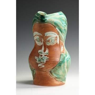 Pablo Picasso "Woman's Face" Ceramic Pitcher by Madoura Pottery