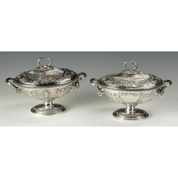 A Fine & Rare Pair of Digby Scott & Benjamin Smith Covered Sauce Tureens