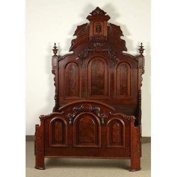 Victorian Carved Walnut Bed 