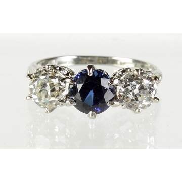 18k White Gold, Diamond & Sapphire Ring