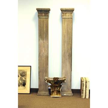 Pair of Fluted & Carved Columns together w/a plaster capital