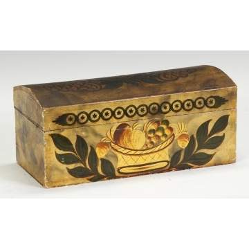 NY State Painted Decorated & Smoke Grained Pine Domed Box