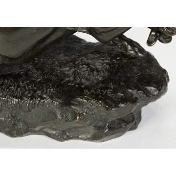 Antoine-Louis Barye (French, 1795-1875) "Panther Seizing a Stag" Bronze