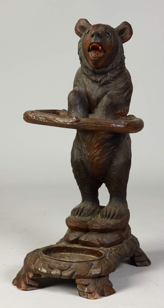 Antique Carved Black Forest Bear Umbrella Stand Cottone Auctions