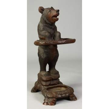 Antique Carved Black Forest Bear Umbrella Stand