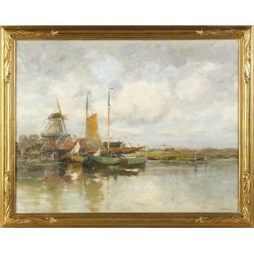 Charles Paul Gruppe (American, 1860-1940) "October Skies, Holland" near Voorburg