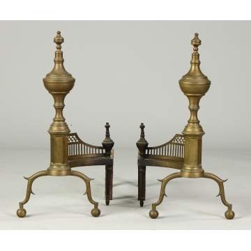 Pair of NY Federal Brass Andirons