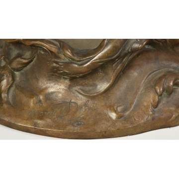 Marcel Debut (Paris 1865 - 1963) Art Nouveau Bronze Centerpiece w/3 figures