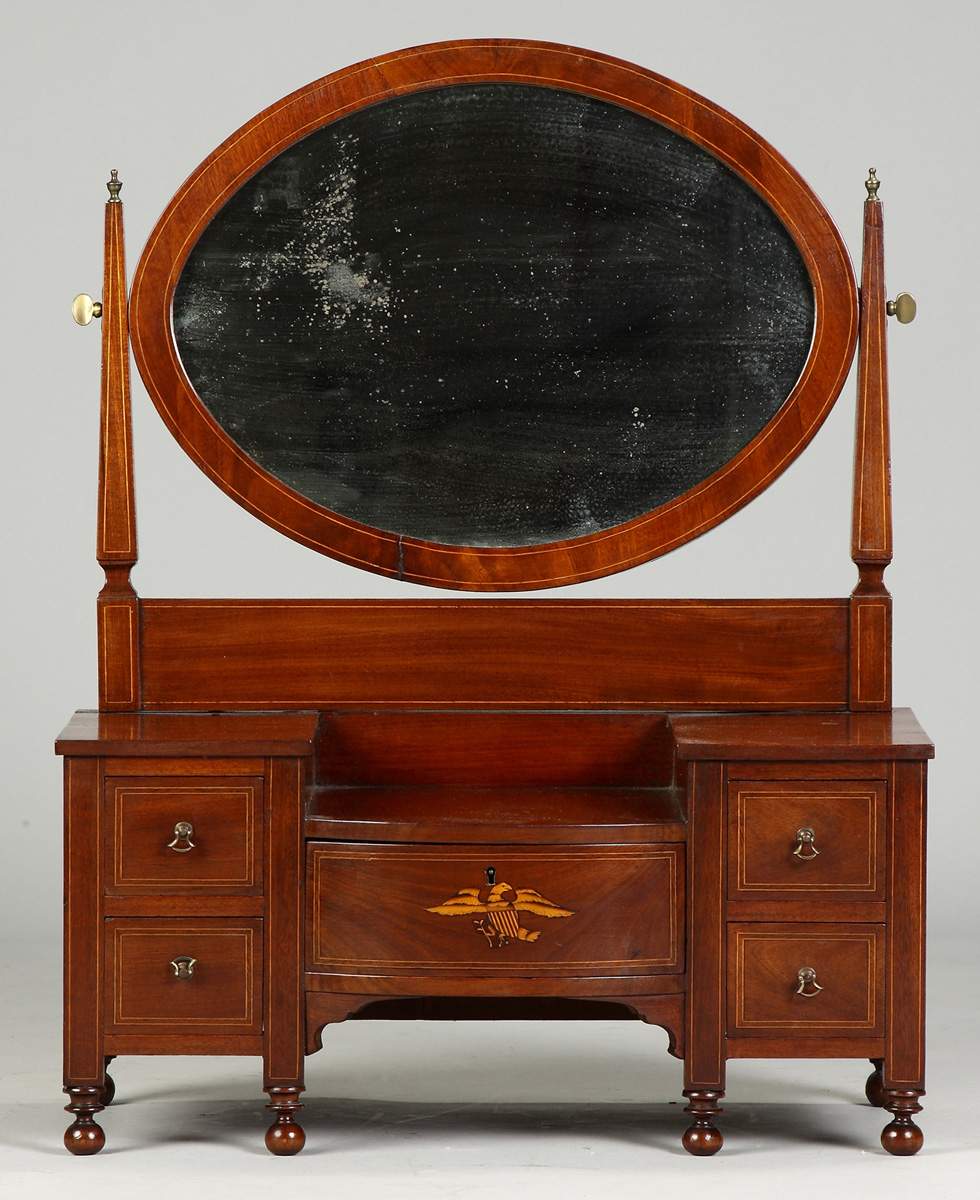 Sheraton Style Mahogany Bow Front Dressing Stand Cottone Auctions