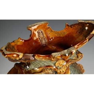 German Majolica Compote w/Stylized Dolphin 