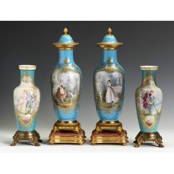 Pair of Sevres Vases & Covered Urns