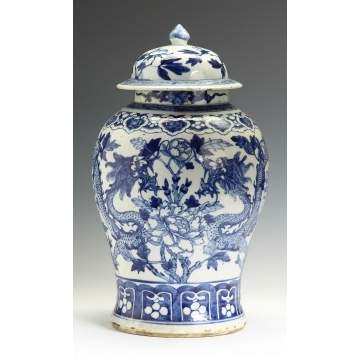 18th cent. Blue & White Chinese Temple Jar