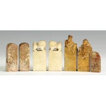 Group of Soapstone & Hardstone Oriental Seals