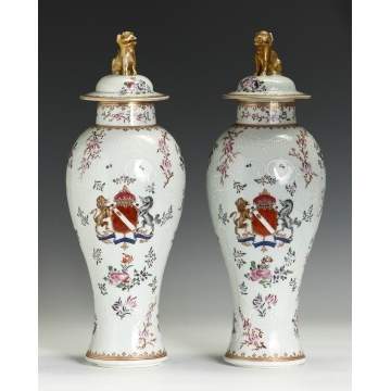 Chinese Export Covered Vases w/Coat of Arms
