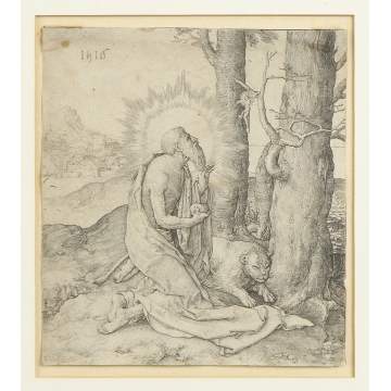 After Lucas Van Leyden (Dutch, 1494-1533) "St. Jerome" Etching