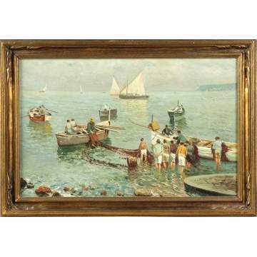 2 Emmanuel Costa (French, 1833-1913) Fishing Scenes