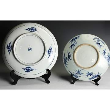 Two Chinese Blue & White Porcelain Chargers