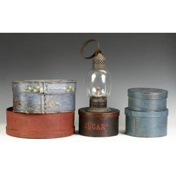 Shaker Style Boxes & Oil Lamp