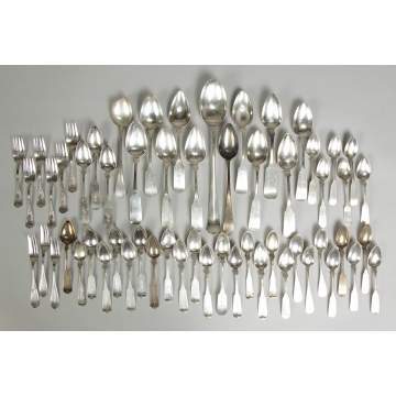 Group of Coin Silver, Teaspoons & Serving Spoons
