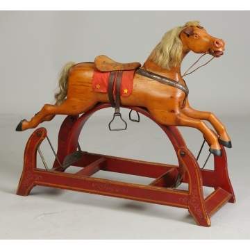 Late 19th Cent. Carved Wood Rocking Horse