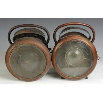 Pair of Brass & Beveled Glass Vintage Car Lights, Sunlyte Motor Goods Mfg. Co., NY, NY