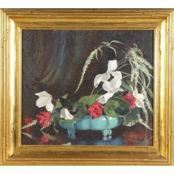 Nina Mason Booth (American, 1884-1957) Floral still life w/blue vase