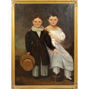 19th Cent. Double Portrait of 2 Children