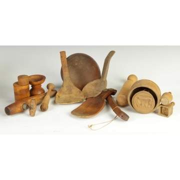 Group of Early Wooden Kitchen Ware