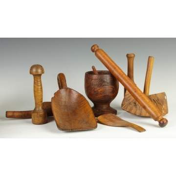 Group of Burl & Maple Kitchenware