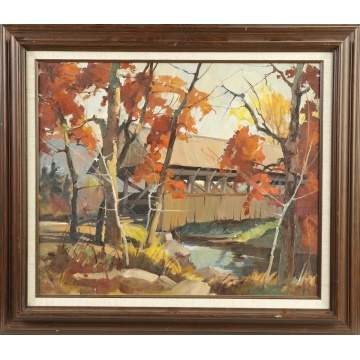 Walter Thomas Sacks (American, 1901-1961) Covered bridge scene