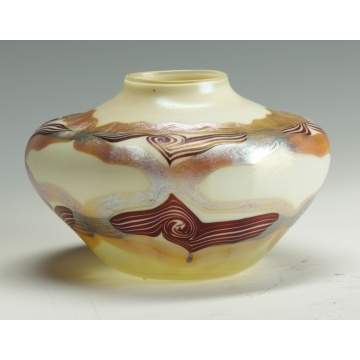 Fine Tiffany Decorated Vase w/Ribbing