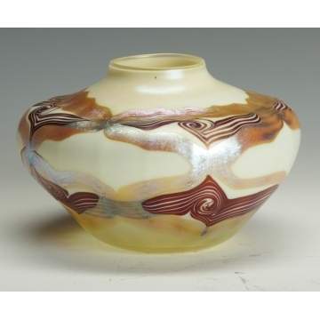 Fine Tiffany Decorated Vase w/Ribbing