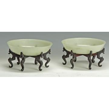 A Fine Pair of Chinese White Jade Shallow Bowls