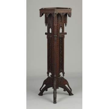 Carved Chinese Export Teakwood Stand