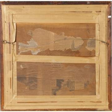 Early 19th Cent. Needlework of a street scene and family