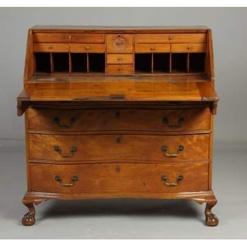 Chippendale Oxbow Flame Birch Drop Front Desk