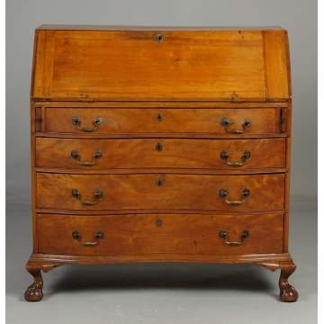 Chippendale Oxbow Flame Birch Drop Front Desk