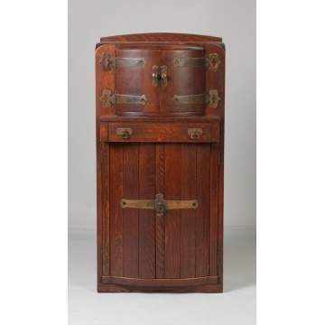 Arts & Crafts 1/4 Sawn Oak Humidor & Liquor Cabinet