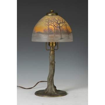 Handel Obverse & Reverse Painted Boudoir Lamp
