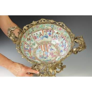 Famille Rose Bronze Mounted Porcelain Center Bowl