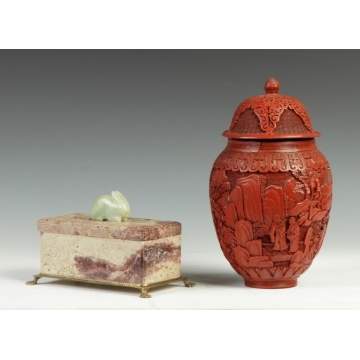 Soapstone Box & Cinnabar Jar
