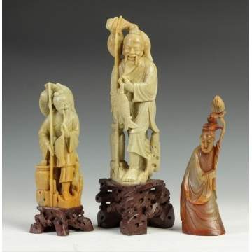 Soapstone Figures & Carved Horn Figure