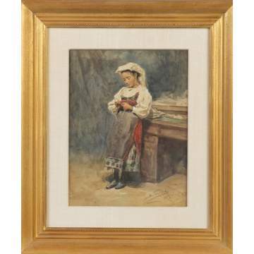 Vladimir Makovsky (Russian, 1846-1920) Portrait of Young Italian Peasant Girl. 