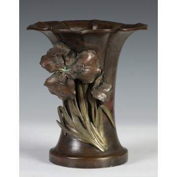 Japanese Bronze Mixed Metal Vase