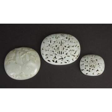 Chinese Carved White Jade Plaques