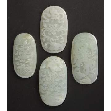 4 Chinese Carved White Jade Plaques