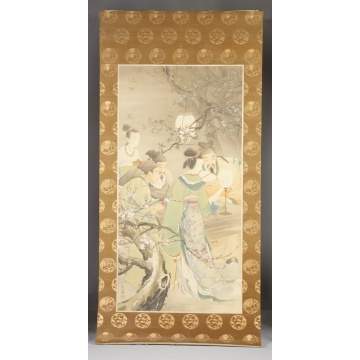 Two Similar Hand Painted Chinese Scrolls on Paper