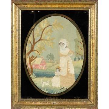 Fine Needlework on Silk, "The Cottagers"